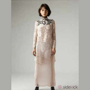 Rina Di Montella Vintage Lace Dress Pink Rhinestones Beaded Roses Size 12
